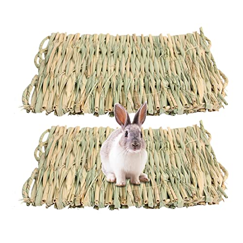delr Kaninchengras Matte | Geflochtenes Bett für Kaninchen Kaninchen Mat Bunny Bedding Nest Resting Cage Mat für Meerschweinchen Chinchilla Hamster von delr