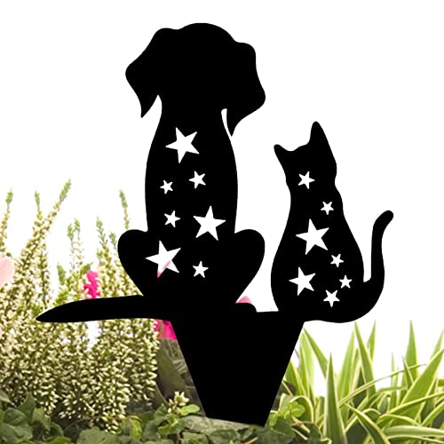 delr Katzenpfähle | Kunst-Garten-Kunst aus Acryl, Tierpfähle für den Garten in 2D, Dekoration für Zuhause im Freien, Ausschnitte, Katzenfigur, von delr