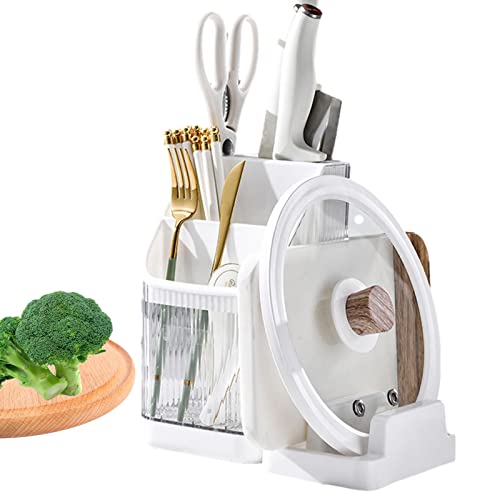 delr Schneidebretthalter | Multifunktionaler Schneidebrettständer mit Abtropfschale | Messerblock Holder Pot Lid Rack Wäscheständer Arbeitsplatte Küche für Schrank Speisekammer Töpfe Lagerung von delr