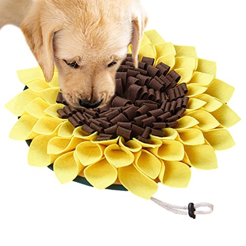 delr Schnüffelmatte für Hunde | Rutschfeste Hunde-Nasenmatte Sonnenblume | Pet Mat Nosework Fütterungsspiele verlangsamt den fressenden Hund durch Graben der Trainingsmatte von delr