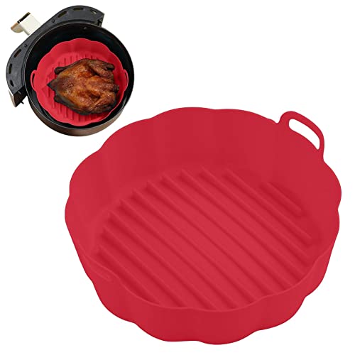 delr Silikon-Luftfritteusenabdeckungen - Antihaft-Luftfritteusenkorb mit Griff - Antihaft-Silikon-Backofenzubehör für runde Luftfritteuse delr Silikon-Luftfritteusenabdeckungen - Antihaft-Luftfritteusenkorb mit Griff - Antihaft-Silikon-Backofenzubehör für runde Luftfritteuse von delr