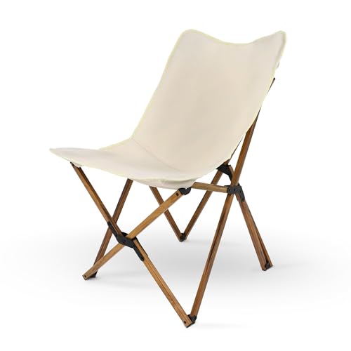 deluxe4home® Klappstuhl in Creme I Outdoor Campingstuhl Aluminium I Faltstuhl klappbares leichtes Design I Outdoor Indoor Stuhl Liegestuhl von deluxe4home