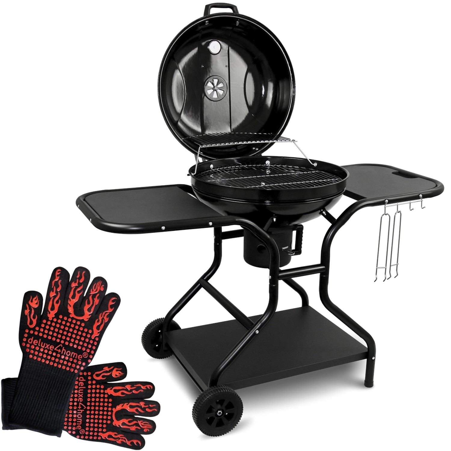 deluxe4home BBQ Kugelgrill mit zwei Ablagen und Grillhandschuhen deluxe4home BBQ Kugelgrill mit zwei Ablagen und Grillhandschuhen von deluxe4home