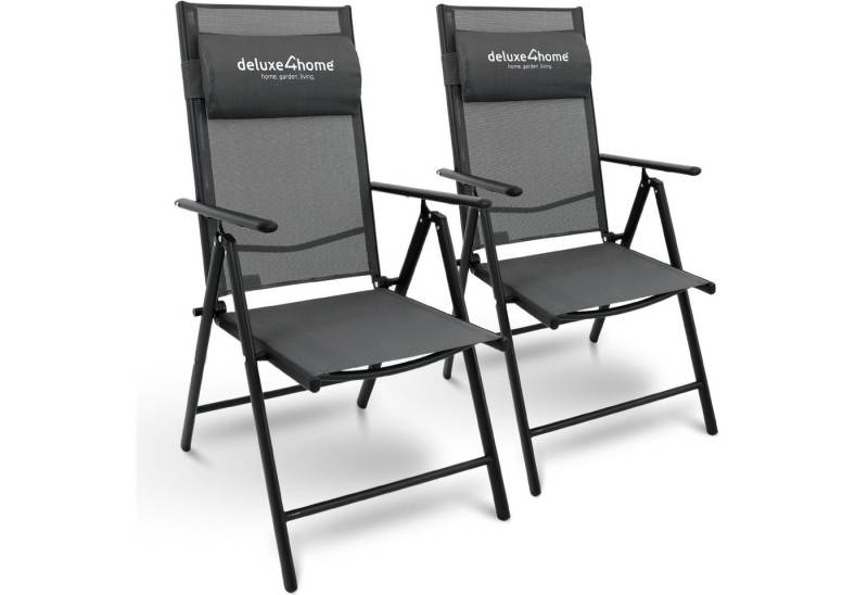 deluxe4home Gartenstuhl Hochlehner aus Metall, Klappbar & 7-stufig verstellbar von deluxe4home