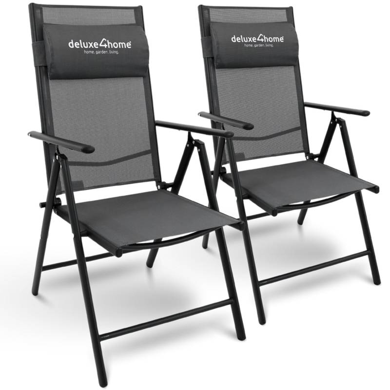 deluxe4home Gartenstuhl Klappstuhl mit 7 Stufen Verstellbarer Rückenlehne 2er Set von deluxe4home