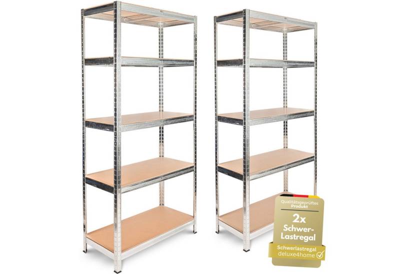 deluxe4home Schwerlastregal 2er Set Kellerregal verzinkt I 40x90x180 cm I Lagerregal bis 875kg von deluxe4home