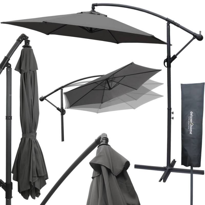 deluxe4home Sonnenschirm Ampelschirm mit Ständer Durchmesser 270cm Anthrazit von deluxe4home