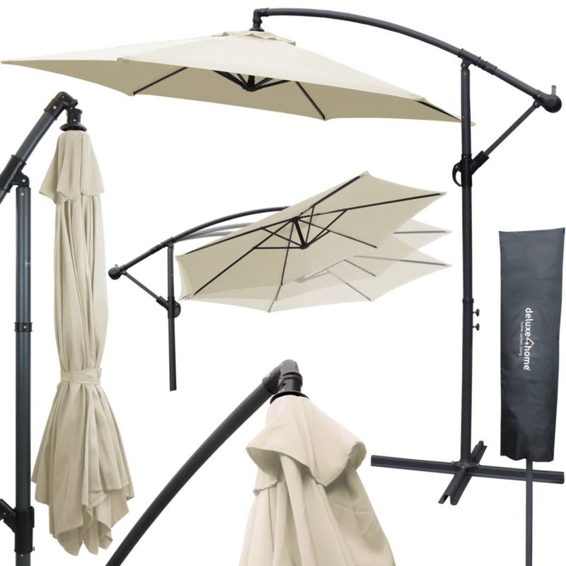 deluxe4home Sonnenschirm Ampelschirm mit Ständer Durchmesser 270cm Creme von deluxe4home