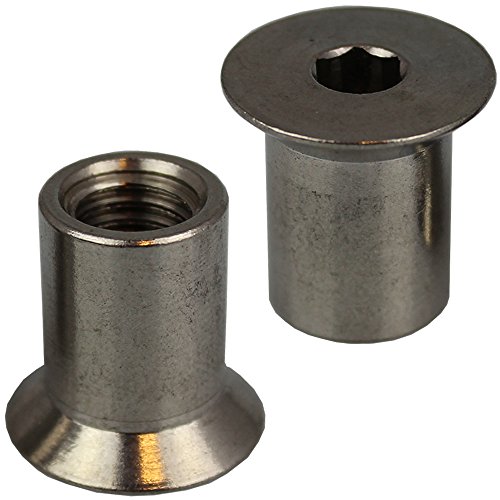 100 Stück Hülsenmuttern M4 X 12 mit Senkkopf u. Innensechskant Edelstahl A1 von dely trade