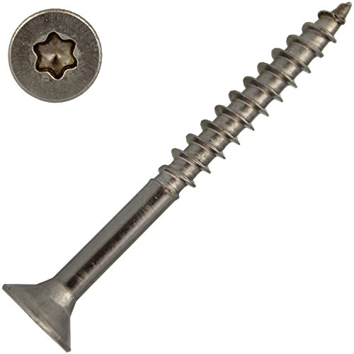 50 Stück Spanplattenschrauben 6 X 130/70 TORX T-25 (Teilgewinde), Senkkopf u. Innensechsrund, Edelstahl A2 von dely trade