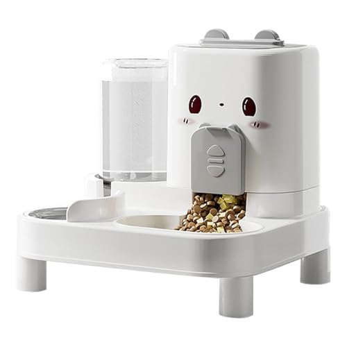 Demaxiyad Automatischer Katzenfutterspender 2-in-1 Futter Wasser Kombination, Schwerkraft Betrieben Ohne Strom, Filtermundstück Für Fell, 1800ml 800ml, Geeignet Für Katzen Hunde Verreisen von demaxiyad