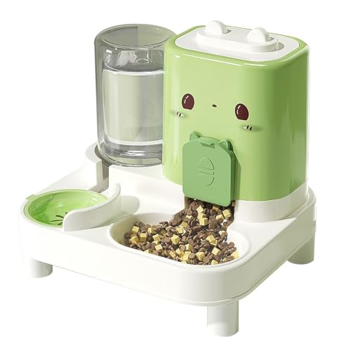 Demaxiyad Automatischer Katzenfutterspender 2-in-1 Futter Wasser Kombination, Schwerkraft Betrieben Ohne Strom, Filtermundstück Für Fell, 1800ml 800ml, Geeignet Für Katzen Hunde Verreisen von demaxiyad