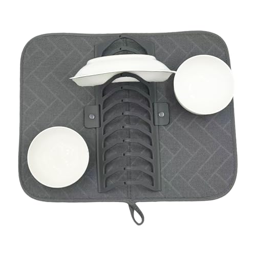 Demaxiyad Geschirrhalter und Abtropfmatte aus Mikrofaser, 2-in-1-Geschirrabtropfgestell, multifunktionales Tischset aus Mikrofaser, faltbar, platzsparend und leicht zu verstauen, für die Küche Demaxiyad Geschirrhalter und Abtropfmatte aus Mikrofaser, 2-in-1-Geschirrabtropfgestell, multifunktionales Tischset aus Mikrofaser, faltbar, platzsparend und leicht zu verstauen, für die Küche von demaxiyad