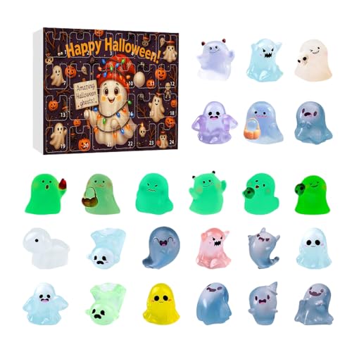 Demaxiyad Ghost Countdown Kalender, Halloween Glowing Ghost Kalender, niedliche Figuren, für Jugendliche, , Mädchen, Schlafzimmer, Wohnzimmer, Bürobörse von demaxiyad