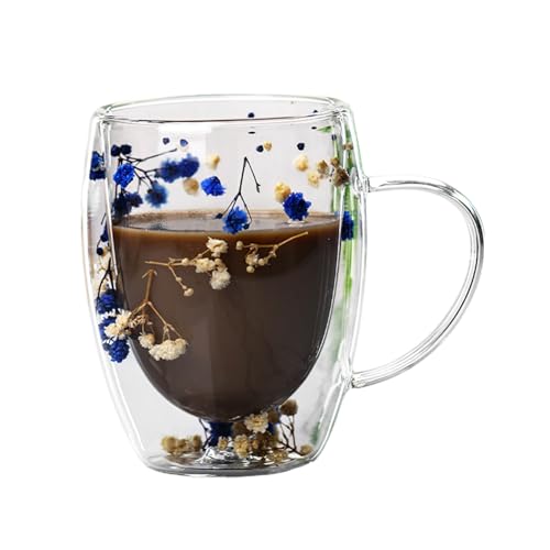 Doppelwandige Kaffeetasse Doppelwandige Isolierte Glasbecher Mit Getrockneten Blumen Und Griff Kaffeetassen Glas Doppelwandig Mit Blumen Blumenbecher Für Tee, Milch, Heiße Oder Kalte Getränke von demaxiyad