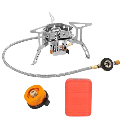 demaxiyad Campingkocher - Tragbarer Windfester Campingkocher Kochbrenner - Klappbarer Kochbrenner Mit Regulierbarer Flamme Für Trekking Bergsteigen Picknick Grilling von demaxiyad
