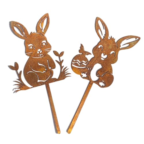 demaxiyad Gartenheringe in Hasenform, Rasenstifte in Hasenform, Steckeinsatz Bunny – Dekoration für den Garten von Tieren und Gärten, steckbar für den Außenbereich von demaxiyad