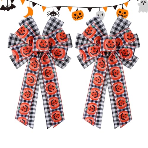 demaxiyad Halloween-Kronenbogen, Halloweenbögen | 2 x große kabelgebundene Knoten für Kronen – Dekoration für Geisterkranz aus Kürbisspinnennetz, 40 x 24 cm, Zubehör von demaxiyad