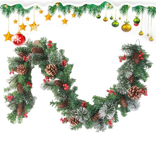 demaxiyad LED-Weihnachtsgirlande, Weihnachtsgirlande mit Lichtern, faltbare Tannenzapfengirlande aus Zedernholz, Real Touch, einzigartige Urlaubsbevorzugung, künstliche Tischdekoration für Fenster von demaxiyad