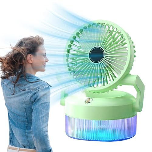 demaxiyad Nebelventilator,Kühlgerät USB Aufladbar - Tragbarer Faltbarer Multifunktionsventilator Mit Licht Für Reisen Fitnessstudio Schreibtisch Zelt Garten Schule Outdoor von demaxiyad
