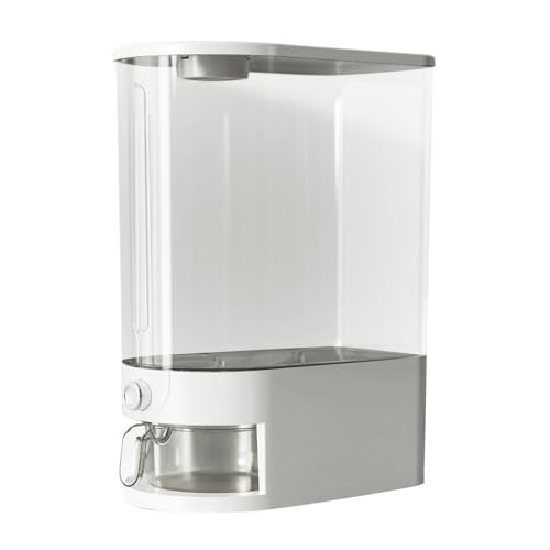 demaxiyad Reis Spender, 10kg Reisbehälter mit Press-Dispenser - Luftdichter Feuchtigkeitsschutz-Container mit Messbecher, Sichtfenster & Mehrzweck-Design für Reis, Mehl, Kaffeebohnen & Trockenkost, 3 von demaxiyad