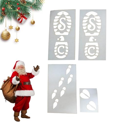 demaxiyad Schablone für Urlaubsdekoration, Weihnachtsabdrücke Ornamente, wiederverwendbare Weihnachtsschablonen, 4 Stück, Gnomabdruck-Vorlagen, kleine Urlaubsschablonen zum Aufkleben, Dekoration von demaxiyad