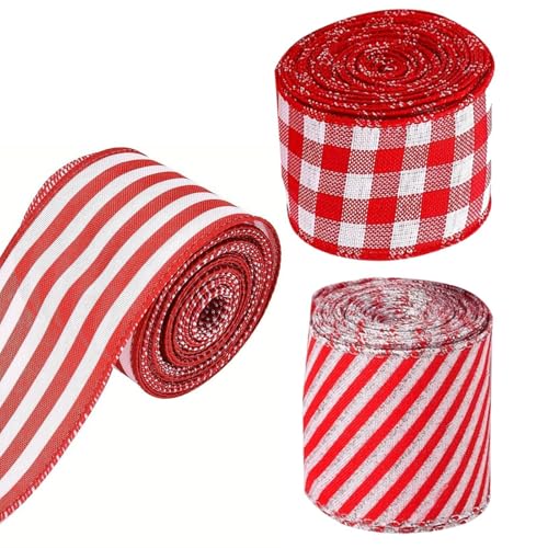 demaxiyad Weihnachtsband, kabelgebundenes Weihnachtsband für Kränze - 3 Rollen Juteband für Weihnachtsbäume | Süßigkeitenverpackung insgesamt 15 Meter, Dekoband in demaxiyad Weihnachtsband, kabelgebundenes Weihnachtsband für Kränze - 3 Rollen Juteband für Weihnachtsbäume | Süßigkeitenverpackung insgesamt 15 Meter, Dekoband in von demaxiyad