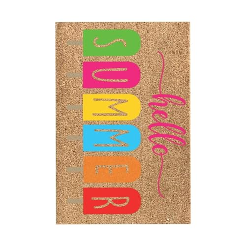 demaxiyad Willkommensteppich für den Sommer, Fußmatte mit Wassermelonen-Druck, dekorative Fußmatte, Hello Summer, 40,6 x 61,1 cm, saisonale rutschfeste Fußmatte mit Gummiunterseite von demaxiyad