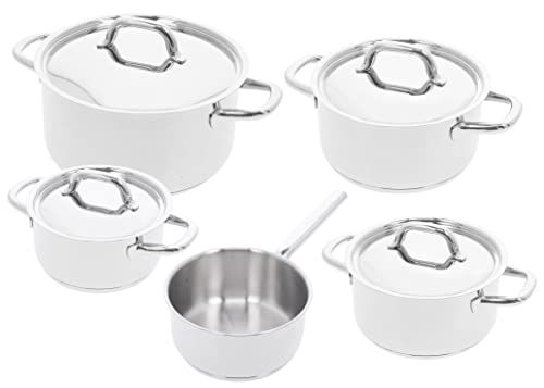 Demeyere Classico 3Topfset aus Edelstahl geeignet für Induktion, Ceranfeld und weitere Herdarten, 5 teiliges Kochtopf Set mit Deckel, inkl. Stielkasserolle, mit Aluminiumkern, 10 Jahre Garantie, von demeyere