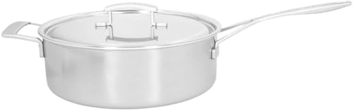 demeyere Industry niedrige Sauteuse/Stieltopf mit Deckel 28 cm, 48428 A+48528, Silber von demeyere