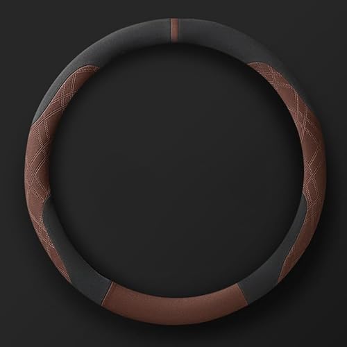dengshao Lenkradbezug Auto für Saab 9-3 Cabrio(YS3D) 1998-2003, Wildleder Auto Lenkradabdeckung Warm rutschfest Lenkradhülle Lenkradschutz,Black-Brown-O Shape von dengshao