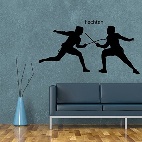 denoda® Fechten - Wandtattoo Dunkelgrau 140 x 75 cm (Wandsticker Wanddekoration Wohndeko Wohnzimmer Kinderzimmer Schlafzimmer Wand Aufkleber) von denoda