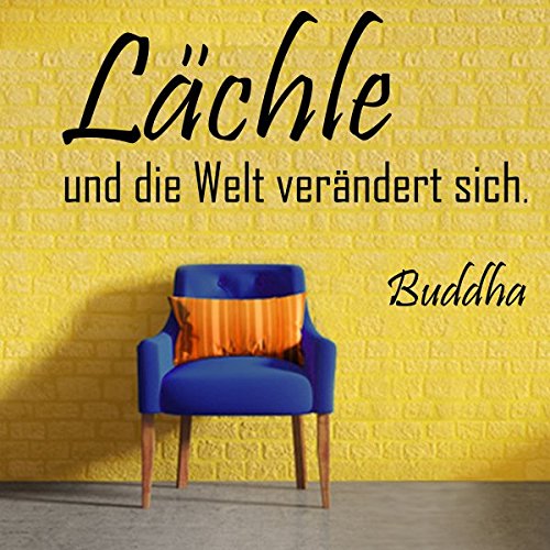 denoda® Lächle und die Welt verändert Sich. - Wandtattoo Schwarz 118 x 75 cm (Wandsticker Wanddekoration Wohndeko Wohnzimmer Kinderzimmer Schlafzimmer Wand Aufkleber) von denoda