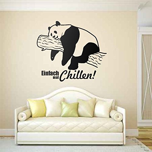 denoda® Panda Einfach mal Chillen - Wandtattoo Schwarz 58 x 50 cm (Wandsticker Wanddekoration Wohndeko Wohnzimmer Kinderzimmer Schlafzimmer Wand Aufkleber) von denoda