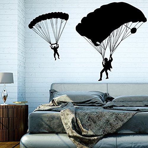 denoda® Paragliding - Wandtattoo Schwarz 38 x 25 cm (Wandsticker Wanddekoration Wohndeko Wohnzimmer Kinderzimmer Schlafzimmer Wand Aufkleber) von denoda