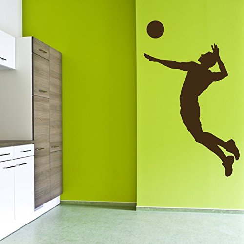 denoda® Volleyballer - Wandtattoo Schwarz 25 x 41 cm (Wandsticker Wanddekoration Wohndeko Wohnzimmer Kinderzimmer Schlafzimmer Wand Aufkleber) von denoda