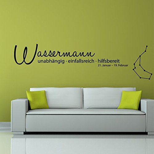 denoda® Wassermann - Sternzeichen Wandtattoo Lichtblau 97 x 25 cm (Wandsticker Wanddekoration Wohndeko Wohnzimmer Kinderzimmer Schlafzimmer Wand Aufkleber) von denoda