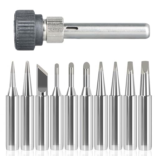 Lötspitzen, 10 Stück Lötkolben Spitzen, Lötkolben Ersatzspitzen, Lötspitzen für Lötstation, 900m-T Lötspitze, Soldering Tips Mit Schweißhülse, Passend für Lötstationsgriffe Der Serie 936 von dentedeleao