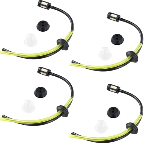 Universal Benzinfilter Kit, 4 Stück Benzinschlauch Dichtung mit Primer Bulb, Kraftstoffschlauchdichtung für Motorsense Erdbohrer Heckenschere Freischneider Hochentaster von dentedeleao