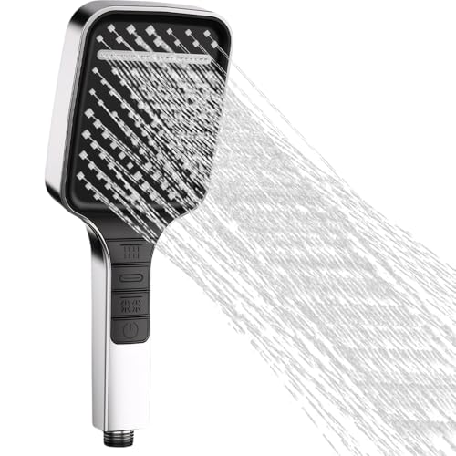 dentedeleao Universal Duschkopf mit Antikalk Düse, 7 Strahlarten, Regendusche mit Stopptaste, Silbrig, Chrom von dentedeleao