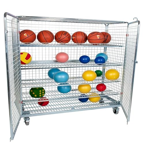 Ballwagen 1500x620 mm Höhe 1490 mm mit Flügeltür und 4 Zwischenböden von der ROLLENDE SHOP
