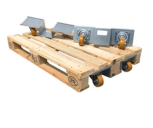 Euro-Palettenroller 2er Set mit Polyurethan Palettenrollen 100mm - Outdoor geeignet - 1000 kg Traglast von der ROLLENDE SHOP