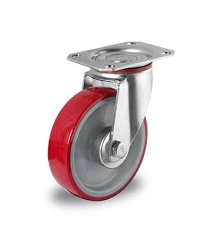 Lenkrolle 100 mm Polyurethan rot von der ROLLENDE SHOP
