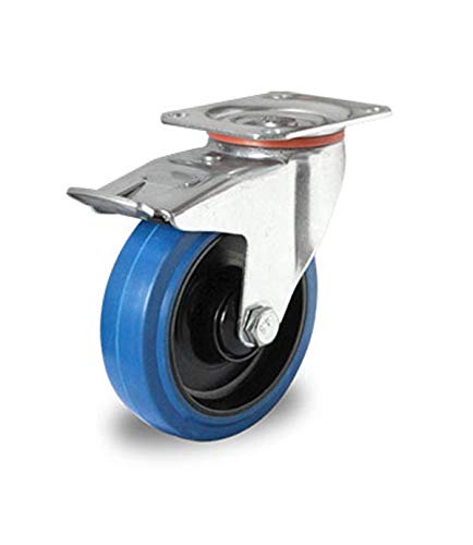 Lenkrolle mit Feststeller 200 mm Elastik "Blue Wheels" von der ROLLENDE SHOP