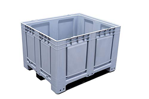 der ROLLENDE SHOP Palettenbox Bigbox Transportbox 1200x1000 Kunststoff geschlossen mit 3 Kufen in grau von der ROLLENDE SHOP