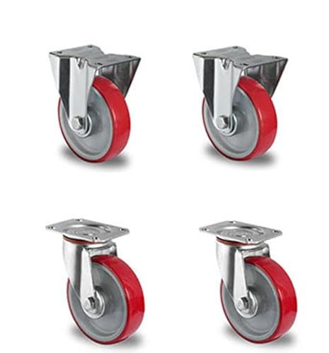 Rollensatz 2 Lenk- + 2 Bockrollen 100 mm Polyurethan rot Rollensatz 2 Lenk- + 2 Bockrollen 100 mm Polyurethan rot von der ROLLENDE SHOP