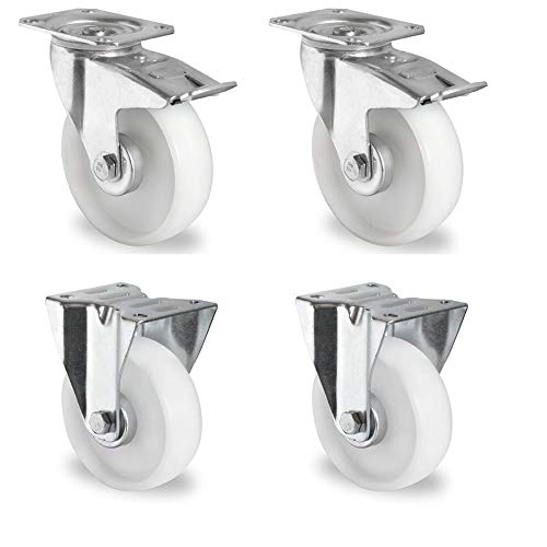 Rollensatz 2 Lenkrollen mit Feststeller + 2 Bockrollen 200 mm Polypropylen von der ROLLENDE SHOP