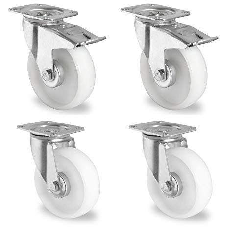 Rollensatz 2 Lenkrollen mit Feststeller + 2 Lenkrollen 125 mm Polypropylen von der ROLLENDE SHOP
