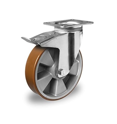 Lenkrolle mit Feststeller 200 mm Polyurethan "Schwerlast" von der ROLLENDE SHOP