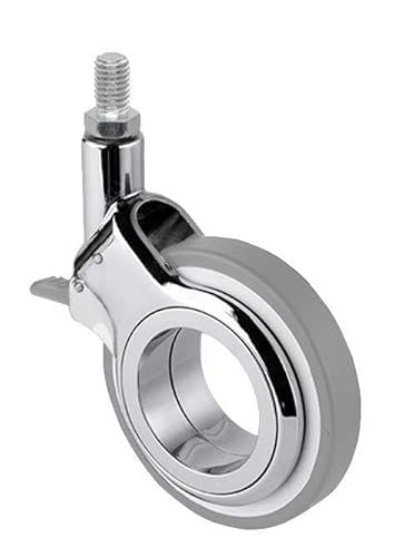 der ROLLENDE SHOP - Lenkrolle mit Feststeller und Gewindestift M8 60 mm Polyurethan Grey "OLYM" von der ROLLENDE SHOP